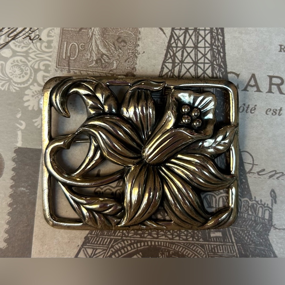 GORGEOUS big DANECRAFT STERLING SILVER vintage lily pin